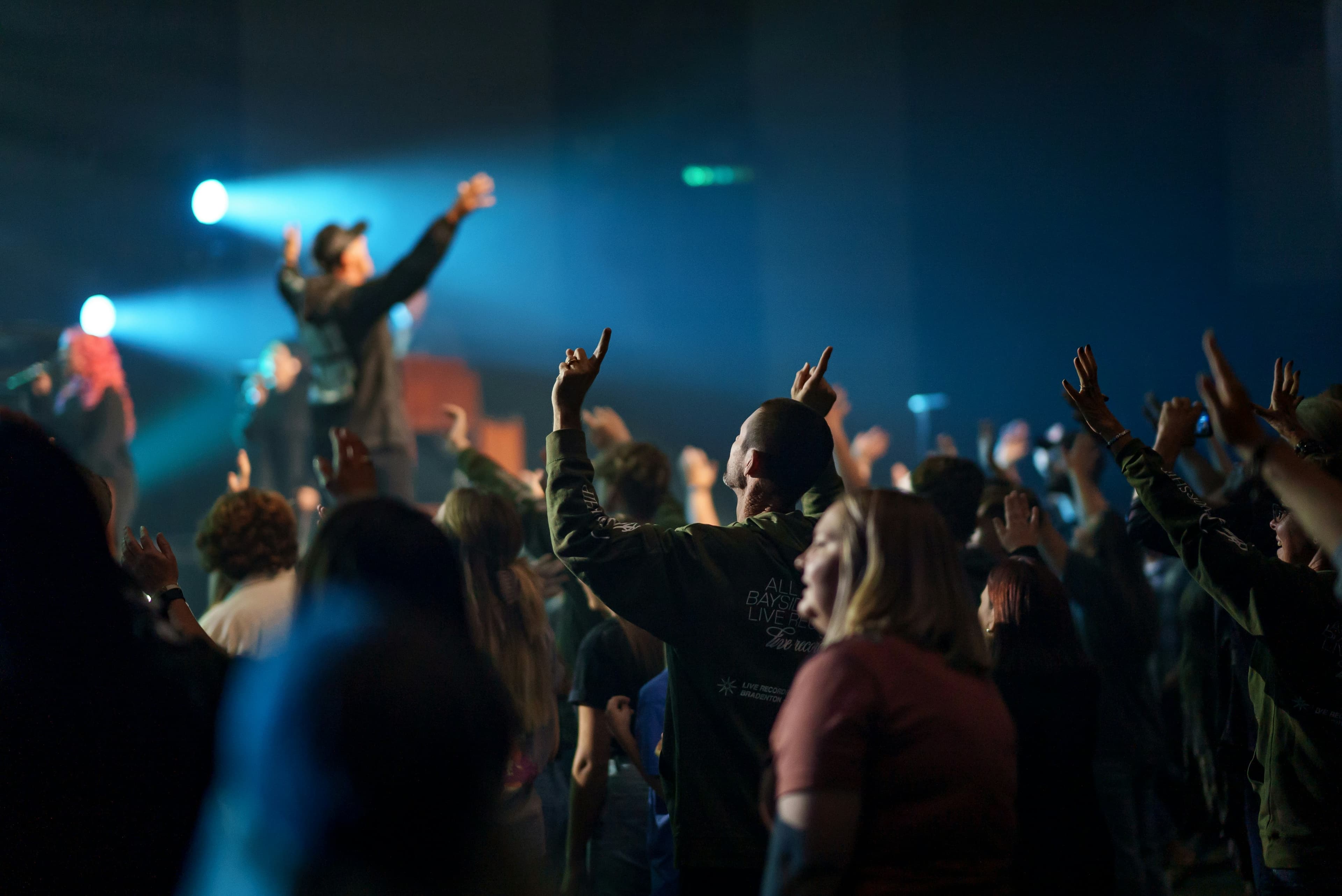 Worshippers gathered shoulder to shoulder on the mountain